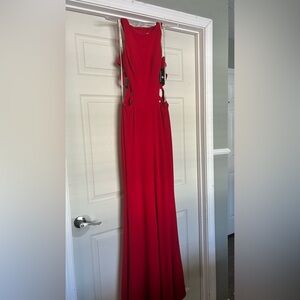 Faviana Red Cutout Evening Gown